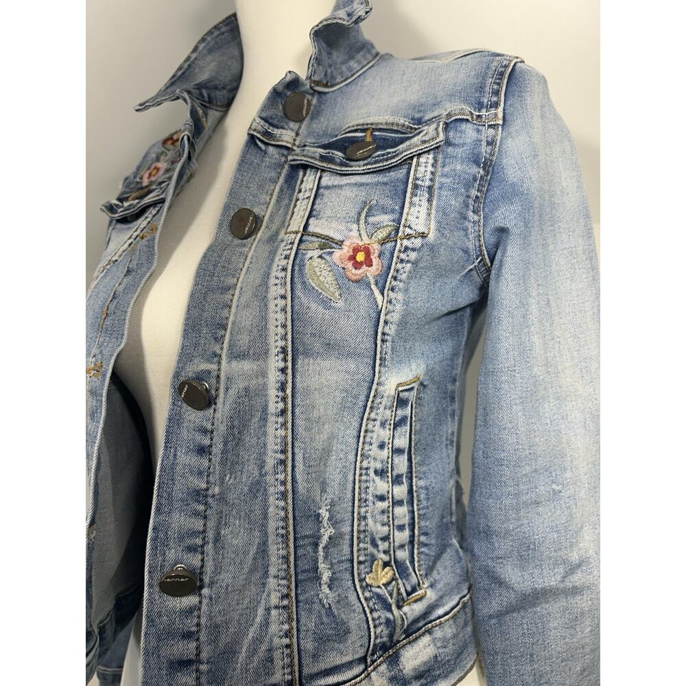 Thrashed Cottage core JouJou Denim Embroidered Ladies S or girl jacket Sz 14 L - Picture 2 of 16